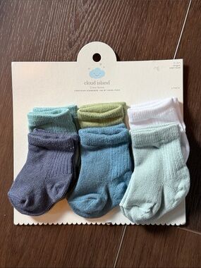 cloud island 6-Pack Baby Crew Socks in Blue, Green, White, Gray